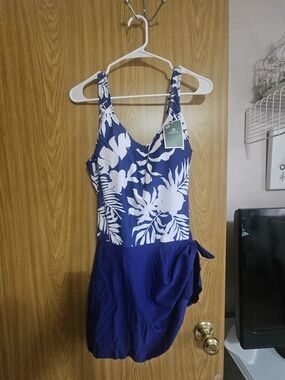 Eomenie Blue White Floral Swimdress